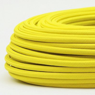 Textilkabel Stoffkabel neon gelb 3-adrig 3x0,75 Gummischlauchleitung 3G 0,75 H03VV...