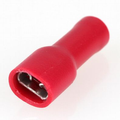 100 x Kabelschuh Flachsteckhülse rot 0,5x4,8 S vollisoliert für Leitungsquerschnit...
