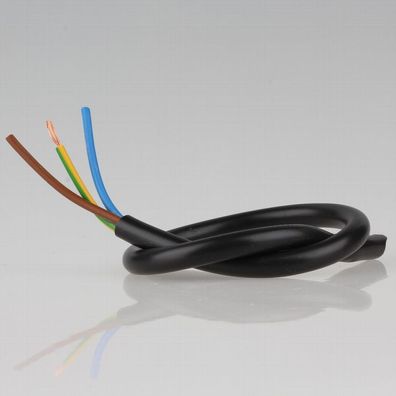 PVC Lampenkabel Rundkabel schwarz 3-adrig, 3x1,0mm² H05 VV-F