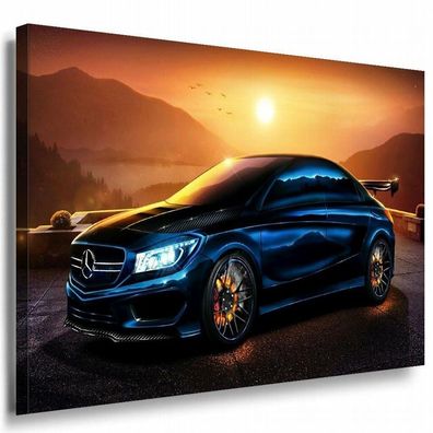 Mercedes Benz Sport Blau Sonne Leinwandbild LaraArt Bilder Kunstdruck