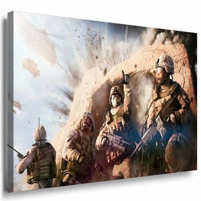 Soldaten Kampf Wüste Leinwandbild / LaraArt Bilder / Leinwand Bild + Mehrfarb...
