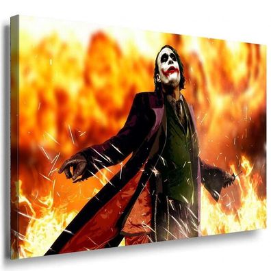 Joker Feuer Leinwandbild / LaraArt Bilder / Mehrfarbig + Kunstdruck Wandbild