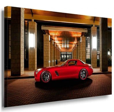 Roter Sportwagen Mercedes Leinwandbild / AK Art Bilder / Leinwand Bild Mehrfarbig