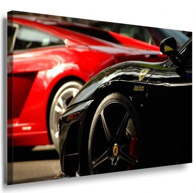 Ferrari Sportwagen Makro Räder Grau Leinwandbild / AK Art Bilder / Leinwand Bild