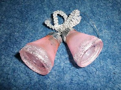 2 kleine Glocken-Baumbehang aus Glas-rosa