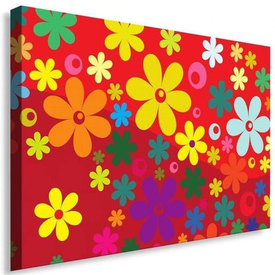 Blumen Hippie Leinwandbild / AK Art Bilder / Leinwand Bild + Mehrfarbig TOP XXL