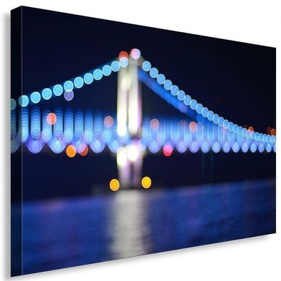 Brücke Nacht Lichter Leinwandbild / AK ART Bilder / Leinwand Bild + Mehrfarbig