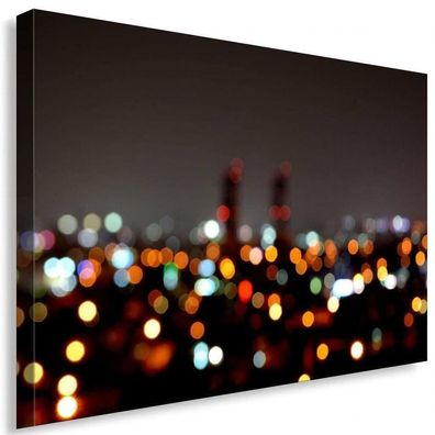 Stadt Nacht Lichter Leinwandbild / AK Art Bilder / Leinwand Bild + Mehrfarbig