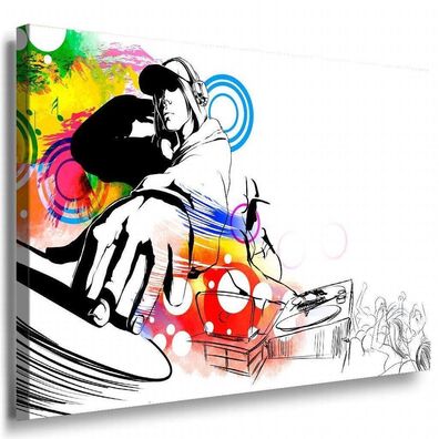 DJ / DJ-Mixer Leinwandbild AK Art Bilder Mehrfarbig Wandbild Made in Germany