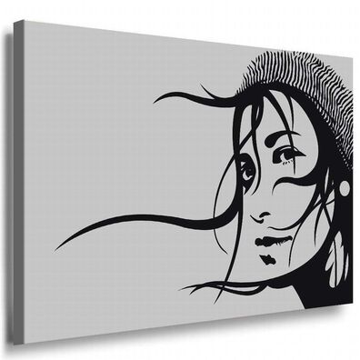 AK Art Frau im Wind Portrait Vector-Grafik | Premium Kunstdruck Made in Germany