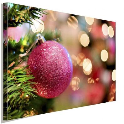 Weihnachtskugel Schmuk Weihnachten Rosa Leinwandbild AK ART Wanddeko Wandbild
