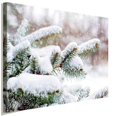 Schnee auf Weihnachts Zweig Leinwandbild AK ART Wanddeko Wandbild TOP XXL