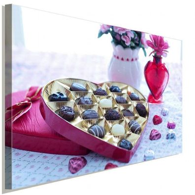 Valentines-Tag Schokolade Herz Leinwandbild AK ART Wanddeko Wandbild XXL TOP