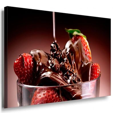 Erdbeere Schokolade Leinwandbild / AK ART Bilder / Mehrfarbig + Kunstdruck W...