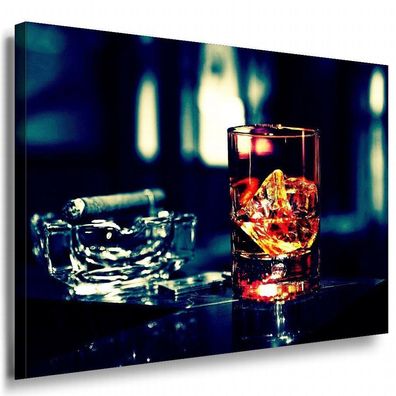 Kunstdruck Whisky & Ziggare Cigarlounge Leinwandbild LaraArt Bilder