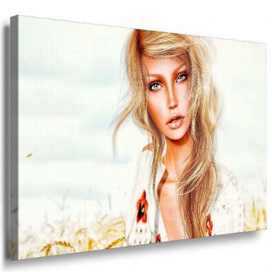 AK Art Hübsche Frau Model Blond Portrait| Premium Kunstdruck Made in Germany TOP