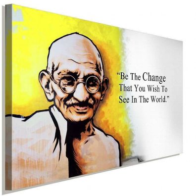 Mahatma Gandhi Zitat Gelb Leinwandbild AK ART Wanddeko Wandbild Made in Germany