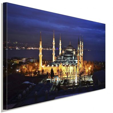 Istanbul Blaue Moschee Türkei Islam Nacht Leinwandbild AK ART Wanddeko XXL TOP
