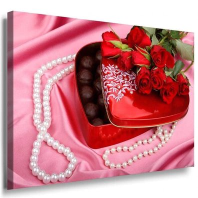 Rosen Schokolade Geschenk Leinwandbild / AK Art Bilder / Mehrfarbig + Kunstdruck