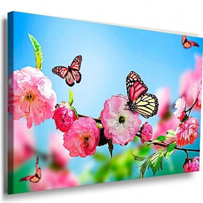 Japanische Kirschblüte Leinwandbild AK Art Bilder Mehrfarbig Wandbild TOP XXL
