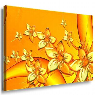 Goldene Blumenwand Leinwandbild AK Art Bilder Schwarz-Weiß Wandbild Kunstdruck