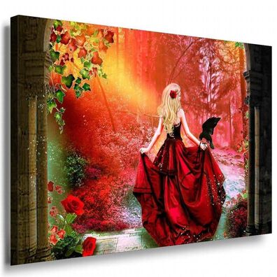 Mädchen aus dem Feenland Leinwandbild AK Art Bilder Mehrfarbig Wandbild TOP XXL