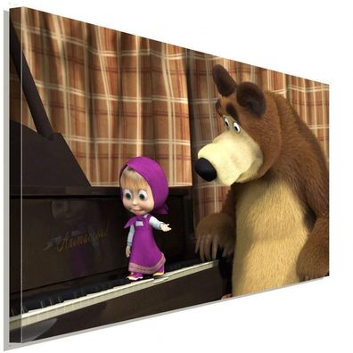 Mascha und der Bär Klavier Leinwandbild AK Art Bilder Wanddeko Wandbild TOP XXL