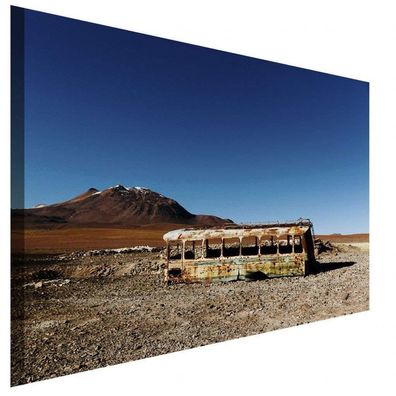 Alter Bus in Wüste Leinwandbild AK Art Bilder Wanddeko Wandbild Kunstdruck XXL