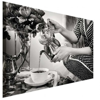Kaffee Frau Schwarz-Weiß Leinwandbild AK Art Bilder Wanddeko Wandbild Kunstdruck