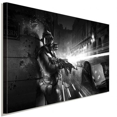 Battlefield Soldat Leinwandbild AK Art Bilder Wanddeko Wandbild Kunstdruck XXL