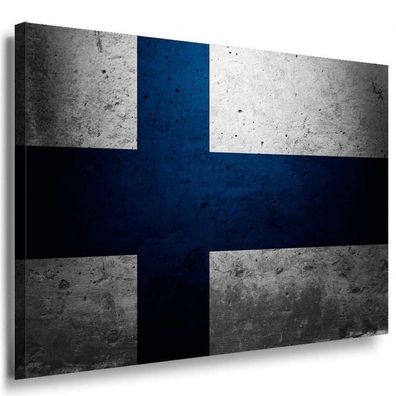 Flagge Finland Leinwandbild AK Art Bilder Mehrfarbig Kunstdruck Wandbild XXL