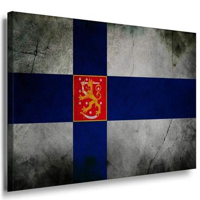 Flagge Finland Emblem Leinwandbild AK Art Bilder Mehrfarbig Wandbild Kunstdruck