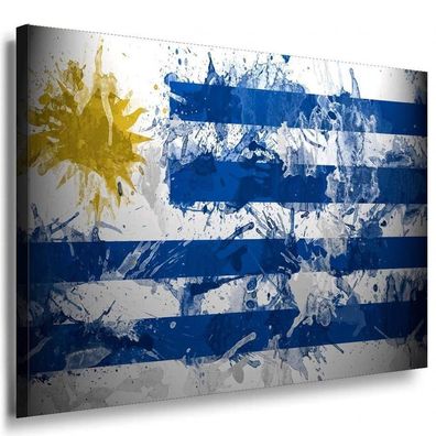Flagge Uruguay Leinwandbild AK Art Bilder Mehrfarbig Kunstdruck Wandbild TOP XXL