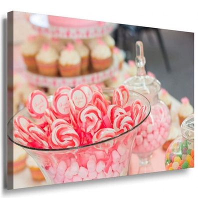 Süßigkeiten Lutscher Rosa Leinwandbild AK Art Bilder Mehrfarbig Kunstdruck XXL