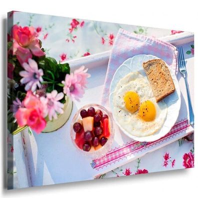 Frühstück Spiegeleier Toast Leinwandbild AK Art Bilder Mehrfarbig Kunstdruck XXL