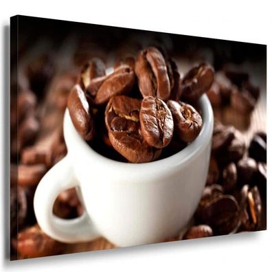 Große Bohnen Kaffee Tasse Leinwandbild AK Art BilderMehrfarbig Kunstdruck XXL