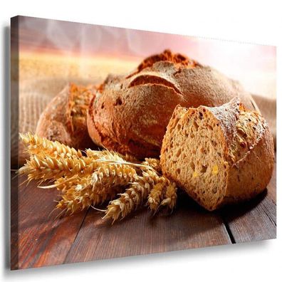 Stück Brot Weizen Leinwandbild AK Art Bilder Mehrfarbig Kunstdruck Wandbild XXL