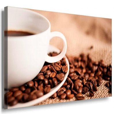 Kaffe Kaffebohnen Leinwandbild AK Art Bilder / Mehrfarbig Kunstdruck XXL TOP