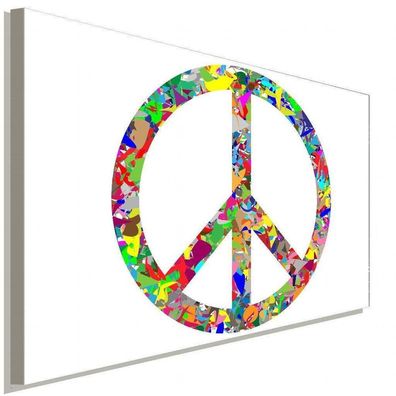 Peace Zeichen Abstrakt Weiß Leinwandbild AK Art Bilder Wanddeko Wandbild TOP XXL