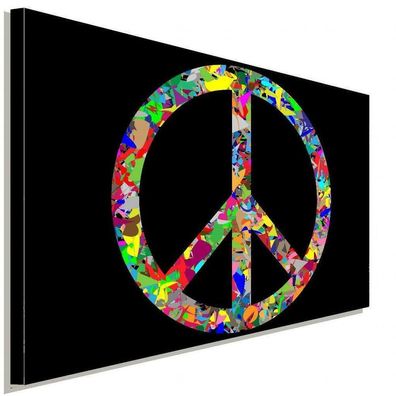 Peace Zeichen Abstrakt Schwarz Leinwandbild AK Art Bilder Wanddeko Wandbild XXL