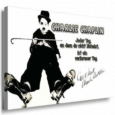Charlie Chaplin Leinwandbild AK Art Bilder Schwarz-Weiß Wandbild Kunstdruck XXL