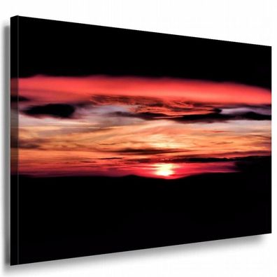 Sonnenuntergang Wolken Rot Leinwandbild AK Art Bilder Leinwand Bild Mehrfarbig