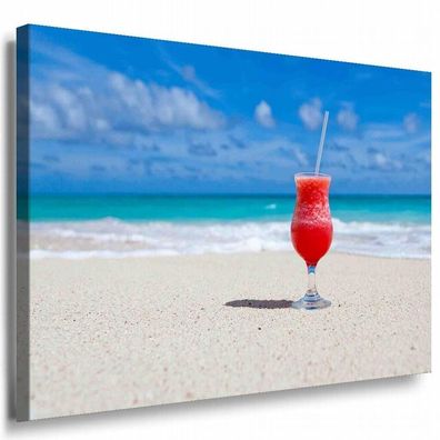 Strand Urlaub Cocktail Leinwandbild AK Art Bilder Mehrfarbig Kunstdruck Wandbild