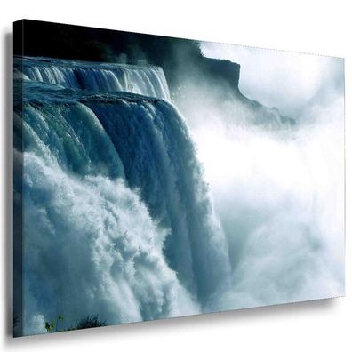 Wasserfall Groß Schaum Blau Leinwandbild AK Art Bilder Mehrfarbig Kunstdruck XXL