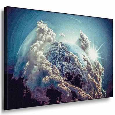 Wolken Planet Blau Leinwandbild AK Art Bilder Mehrfarbig Kunstdruck XXL Wandbild