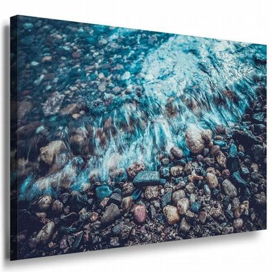 Wasser Steine Leinwandbild AK Art Bilder Mehrfarbig Kunstdruck XXL Wandbild TOP