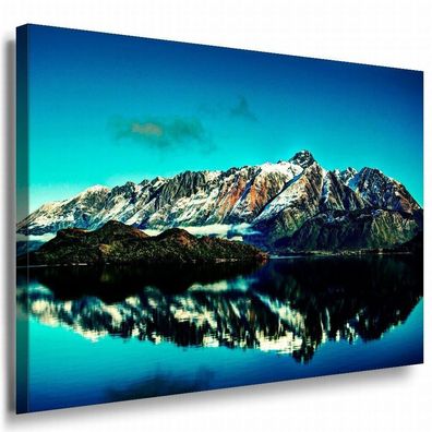 Gebirge & See Leinwandbild AK Art Bilder Mehrfarbig Wandbild Kunstdruck TOP XXL