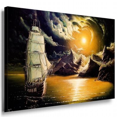 Ozean & Segelschiff Leinwandbild AK Art Bilder Mehrfarbig Wandbild Kunstdruck