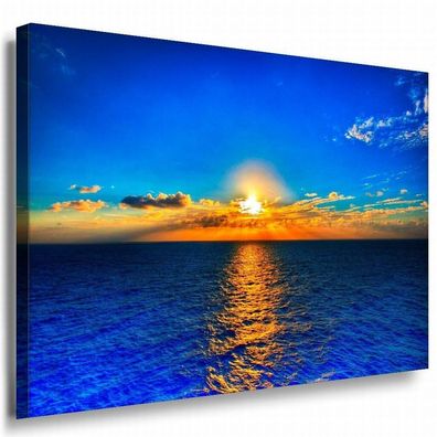 Sonnenuntergang & See Leinwandbild AK Art Bilder Mehrfarbig Wandbild Kunstdruck