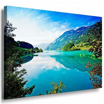 Gebirge & See Leinwandbild LaraArt Bilder Mehrfarbig Wandbild Kunstdruck TOP XXL